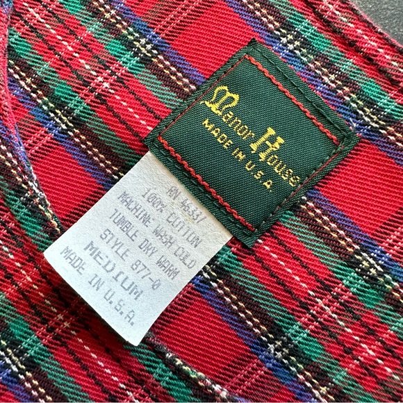 VTG 80s 90s Red & Green Plaid Christmas Holiday Pleated Midi Maxi Dress - Picture 7 of 10